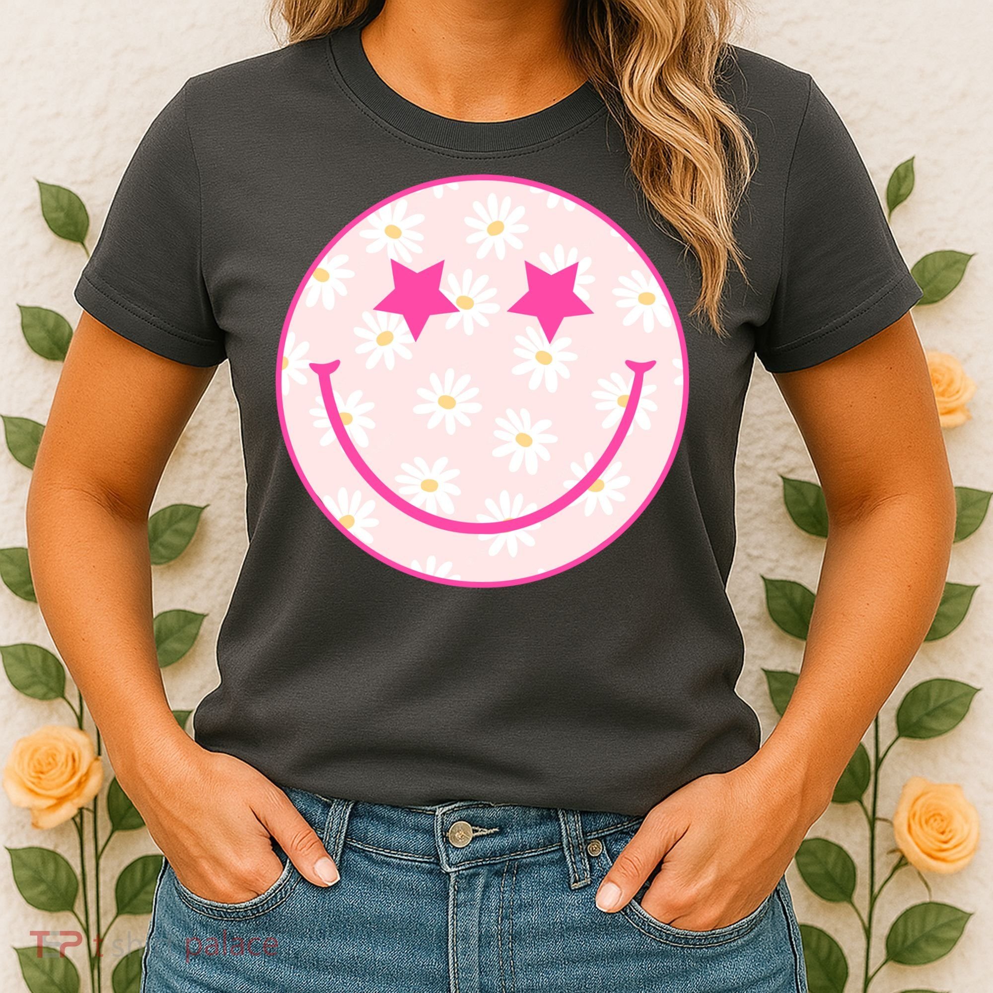 Sunflower Star Smiley Retro Women's T-Shirt
