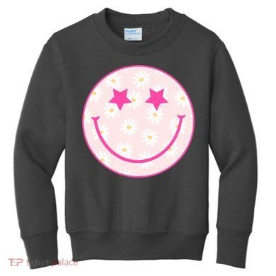 Sunflower Star Smiley Retro Kids Sweatshirt
