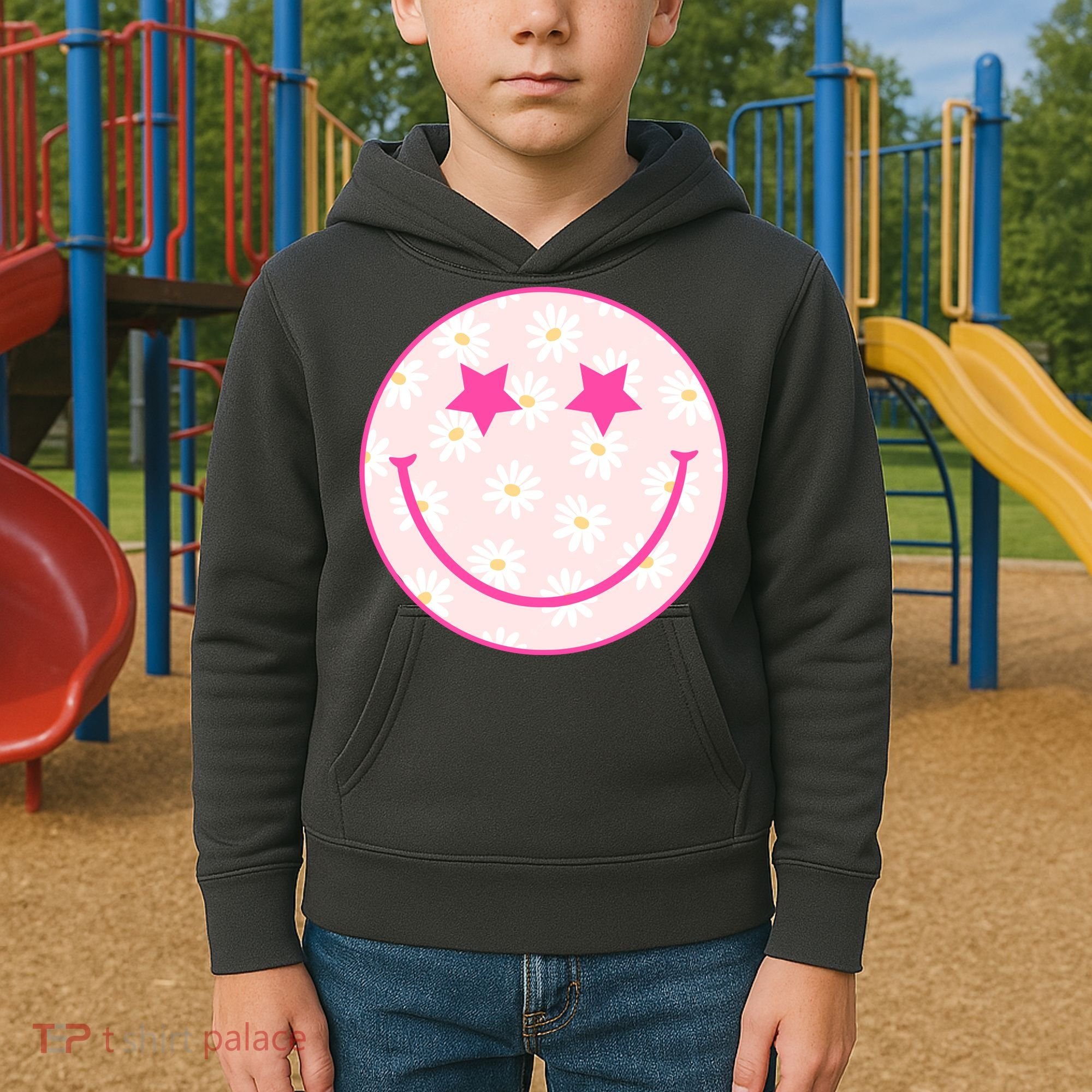 Sunflower Star Smiley Retro Kids Hoodie