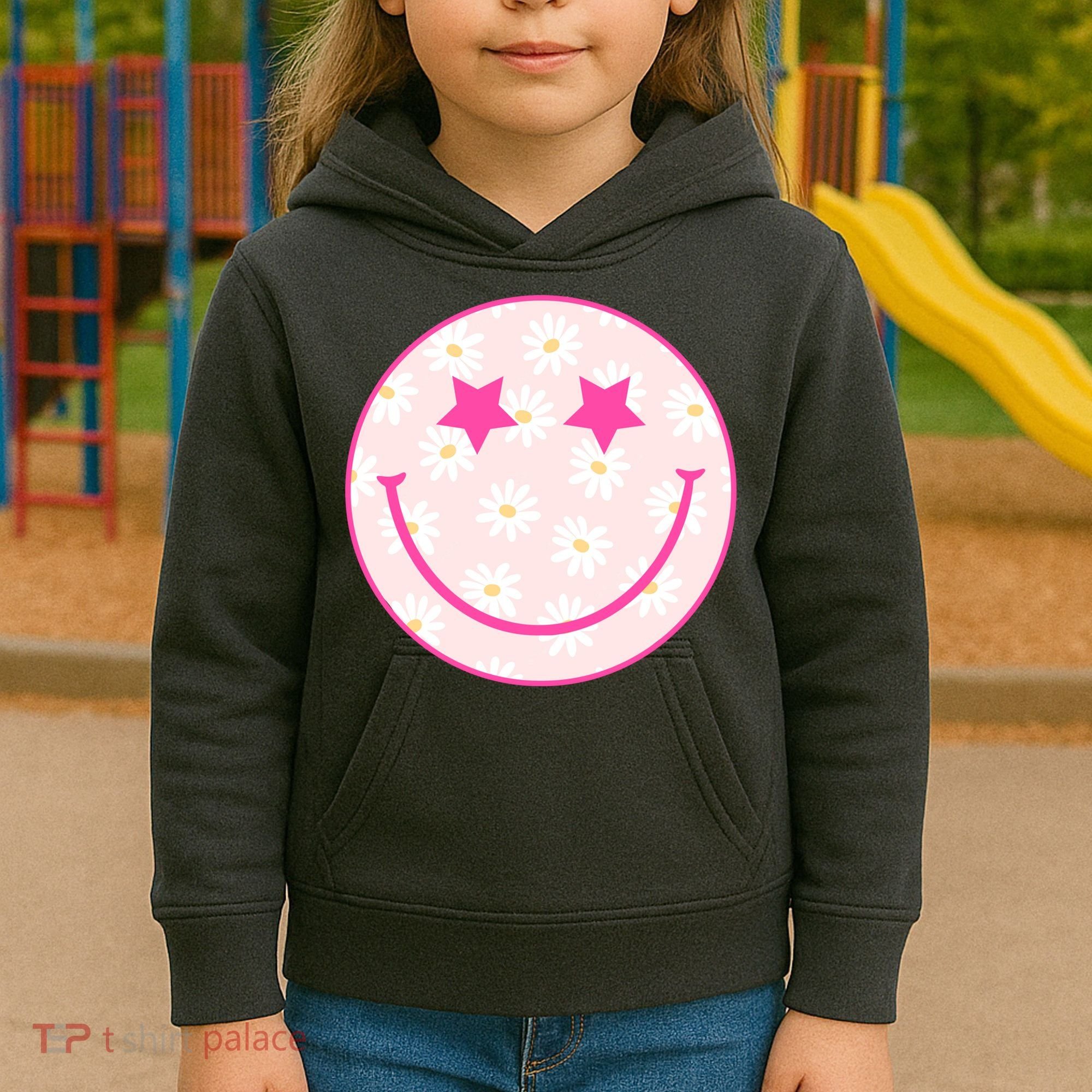 Sunflower Star Smiley Retro Kids Hoodie