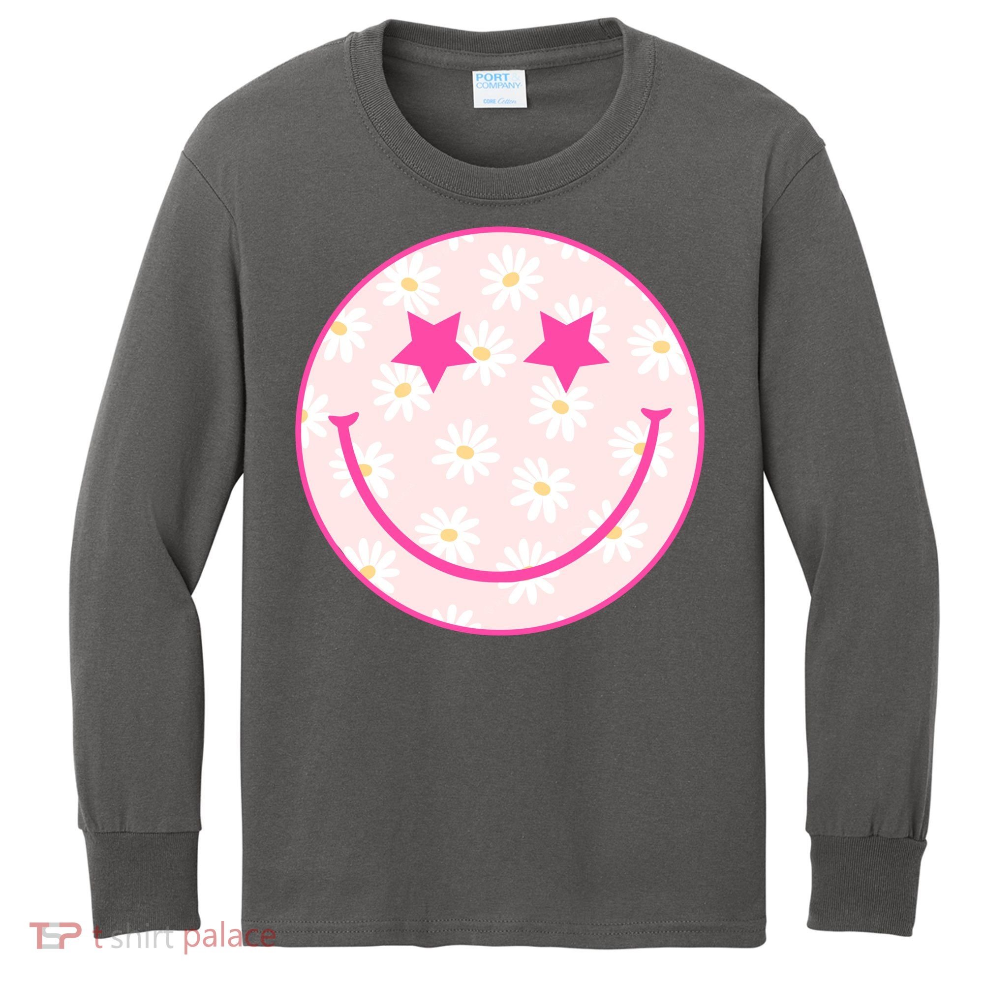 Sunflower Star Smiley Retro Kids Long Sleeve Shirt