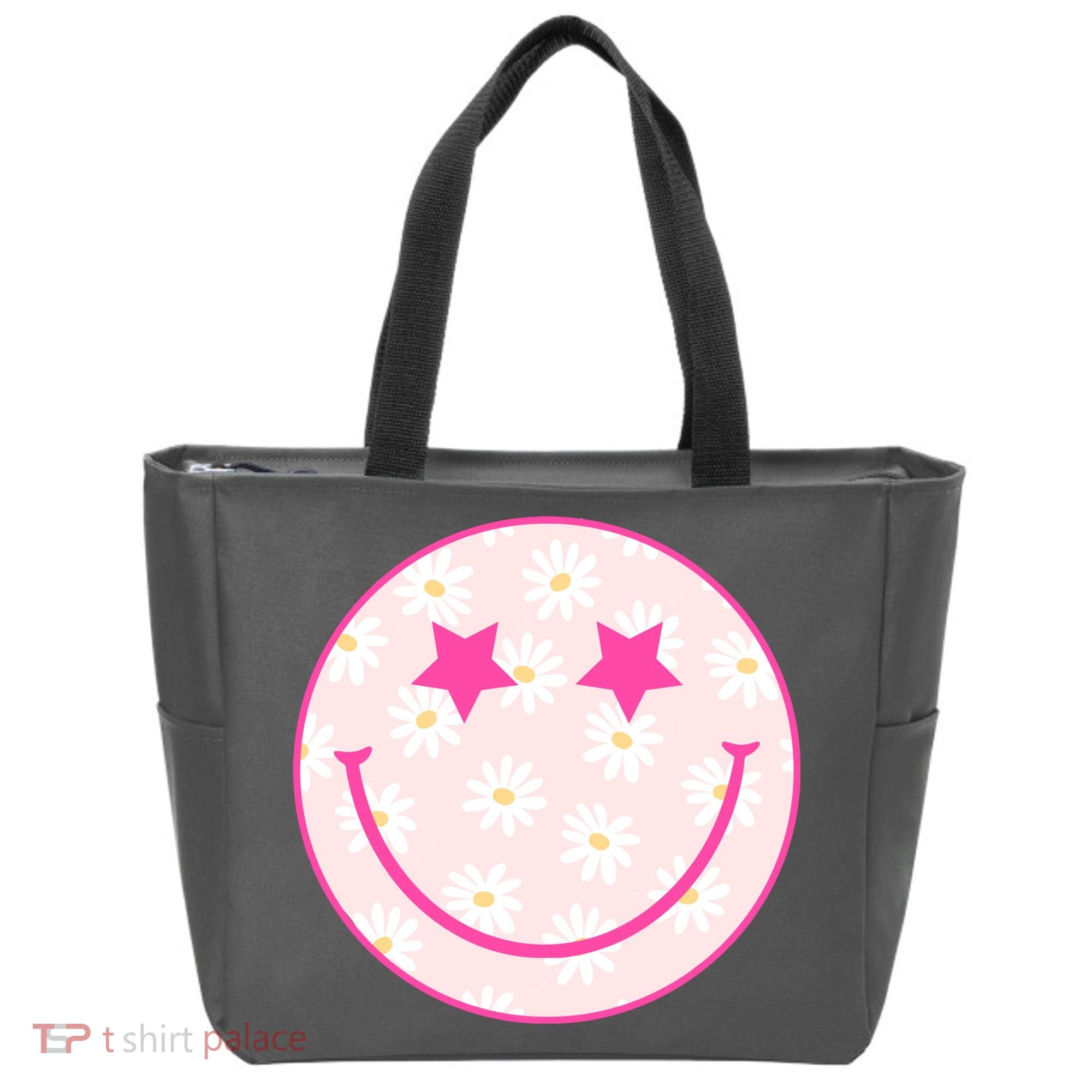 Sunflower Star Smiley Retro Tote Bag