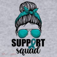 Support Squad Shirts Ovarian Cancer Messy Bun Women's Sweatshirt thumb 2
