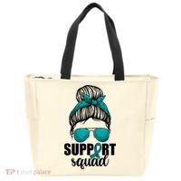 Support Squad Shirts Ovarian Cancer Messy Bun Tote Bag thumb 0