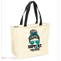 Support Squad Shirts Ovarian Cancer Messy Bun Tote Bag thumb 2