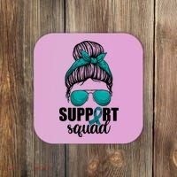 Support Squad Shirts Ovarian Cancer Messy Bun Coaster thumb 0