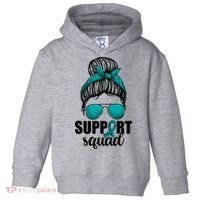 Support Squad Shirts Ovarian Cancer Messy Bun Toddler Hoodie thumb 0