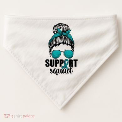 Support Squad Shirts Ovarian Cancer Messy Bun USA-Made Doggie Bandana