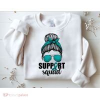 Support Squad Shirts Ovarian Cancer Messy Bun Sweatshirt thumb 2