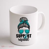 Support Squad Shirts Ovarian Cancer Messy Bun Coffee Mug thumb 1