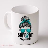Support Squad Shirts Ovarian Cancer Messy Bun Coffee Mug thumb 0