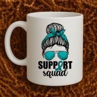 Support Squad Shirts Ovarian Cancer Messy Bun Coffee Mug thumb 2