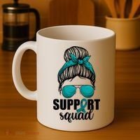 Support Squad Shirts Ovarian Cancer Messy Bun Coffee Mug thumb 4