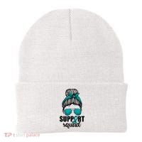 Support Squad Shirts Ovarian Cancer Messy Bun Beanie thumb 0