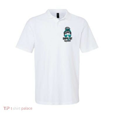 Support Squad Shirts Ovarian Cancer Messy Bun Polo