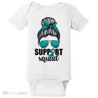 Support Squad Shirts Ovarian Cancer Messy Bun Baby Bodysuit thumb 0