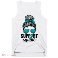 Support Squad Shirts Ovarian Cancer Messy Bun Tank Top thumb 0