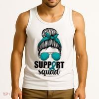 Support Squad Shirts Ovarian Cancer Messy Bun Tank Top thumb 3