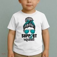 Support Squad Shirts Ovarian Cancer Messy Bun Toddler T-Shirt thumb 2