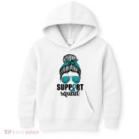 Support Squad Shirts Ovarian Cancer Messy Bun Kids Hoodie thumb 0