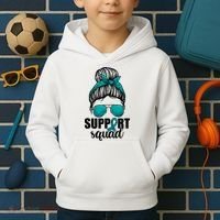 Support Squad Shirts Ovarian Cancer Messy Bun Kids Hoodie thumb 2