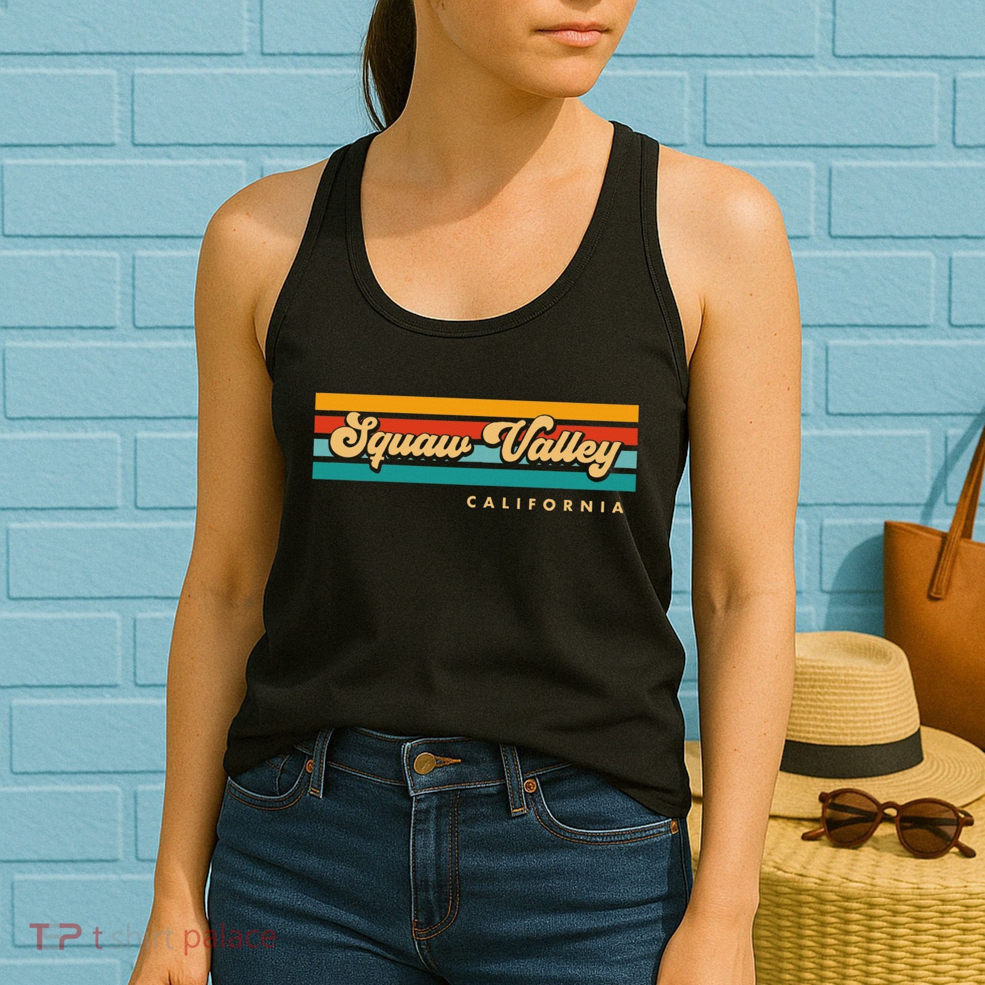 Sunset Stripes Squaw Valley California Women's Tank Top