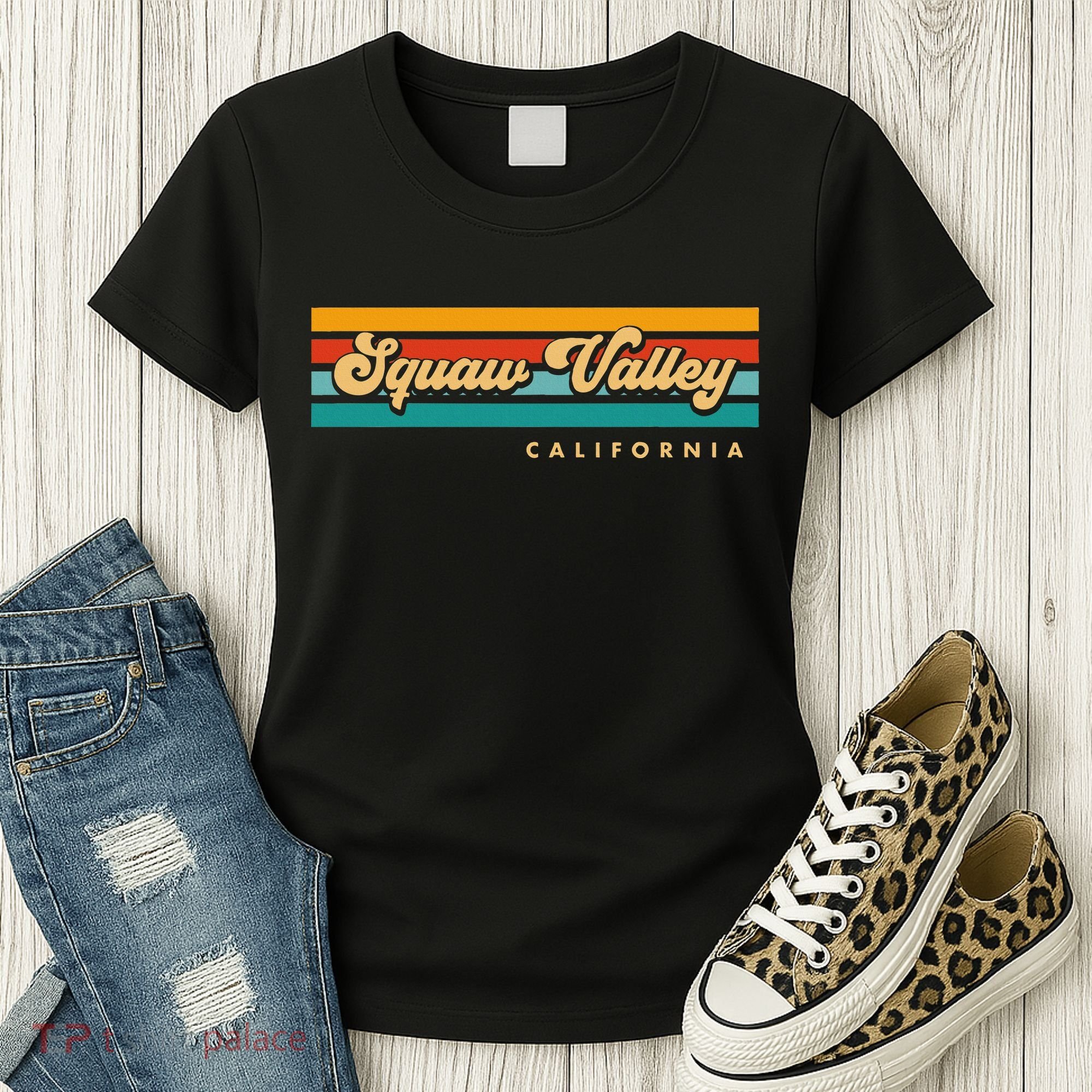 Sunset Stripes Squaw Valley California Women's T-Shirt