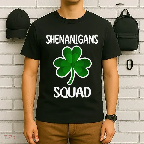 Shenanigans Squad st patrick green shamrocks Clover  T-Shirt