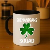 Shenanigans Squad st patrick green shamrocks Clover  Coffee Mug thumb 4