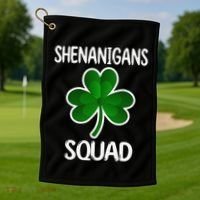 Shenanigans Squad st patrick green shamrocks Clover  Golf Towel thumb 1