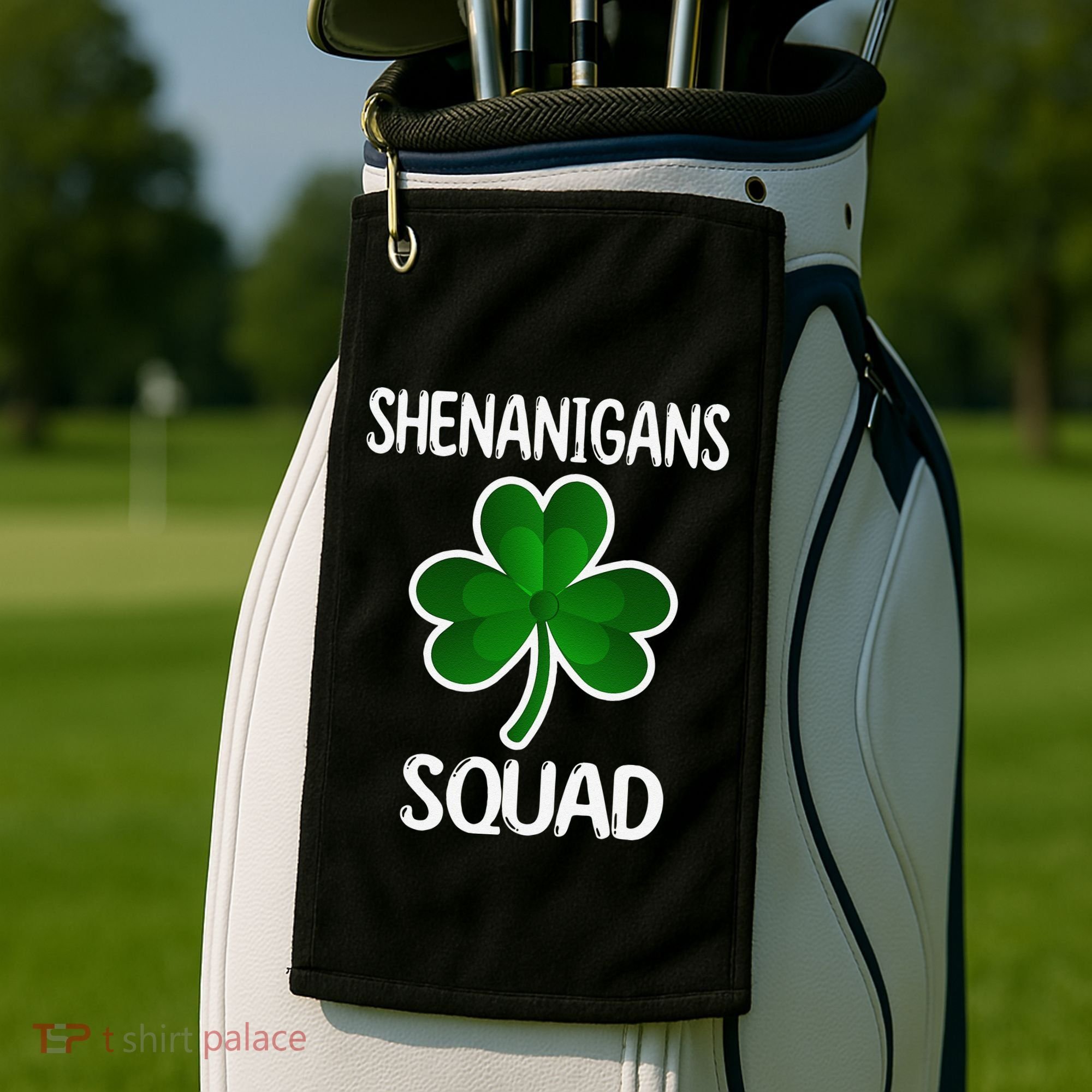 Shenanigans Squad st patrick green shamrocks Clover  Golf Towel