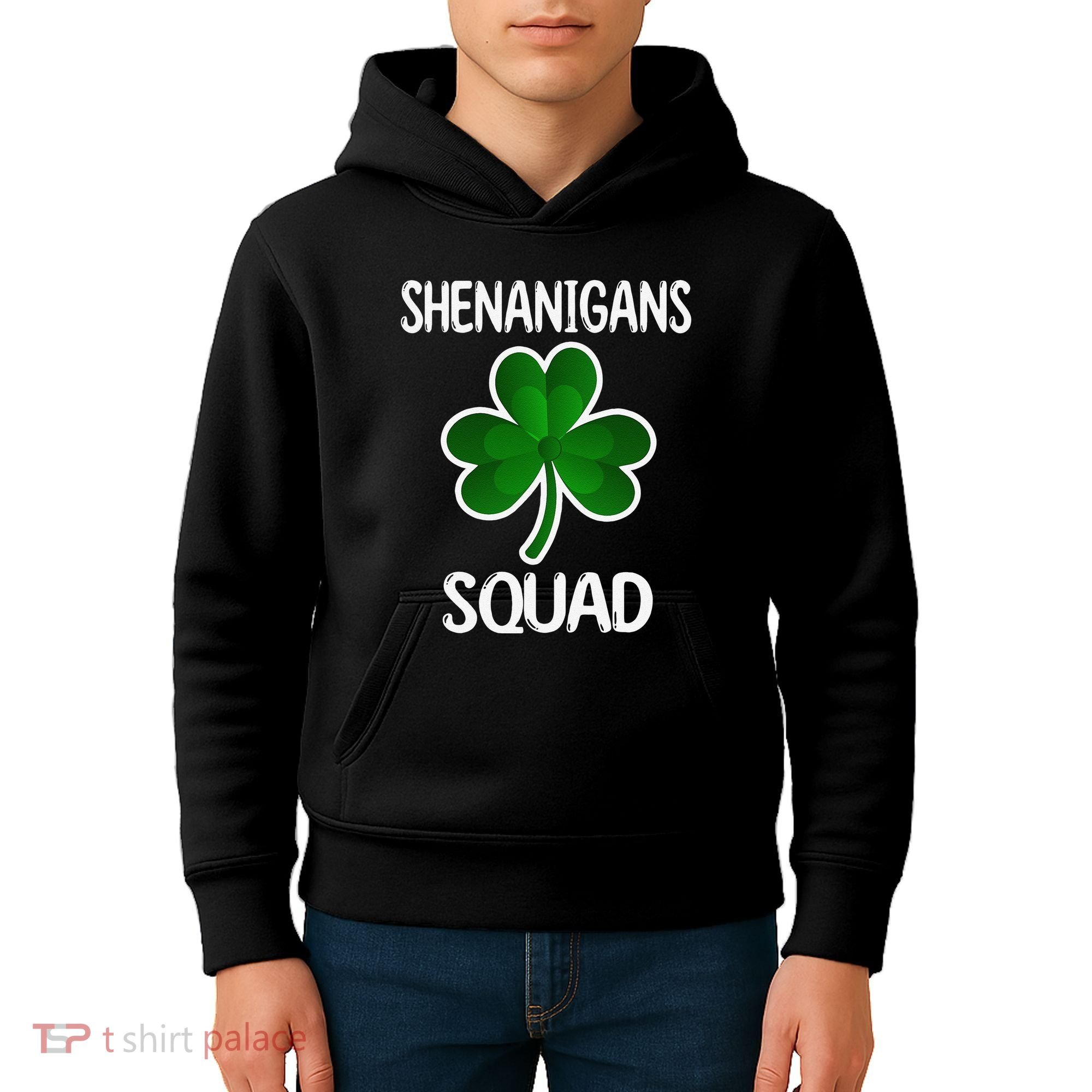 Shenanigans Squad st patrick green shamrocks Clover  Kids Hoodie