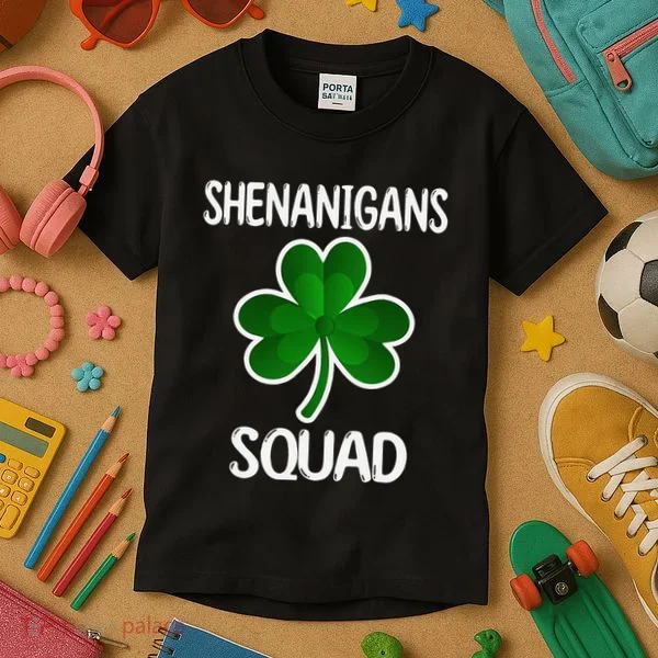 Shenanigans Squad st patrick green shamrocks Clover  Kids T-Shirt