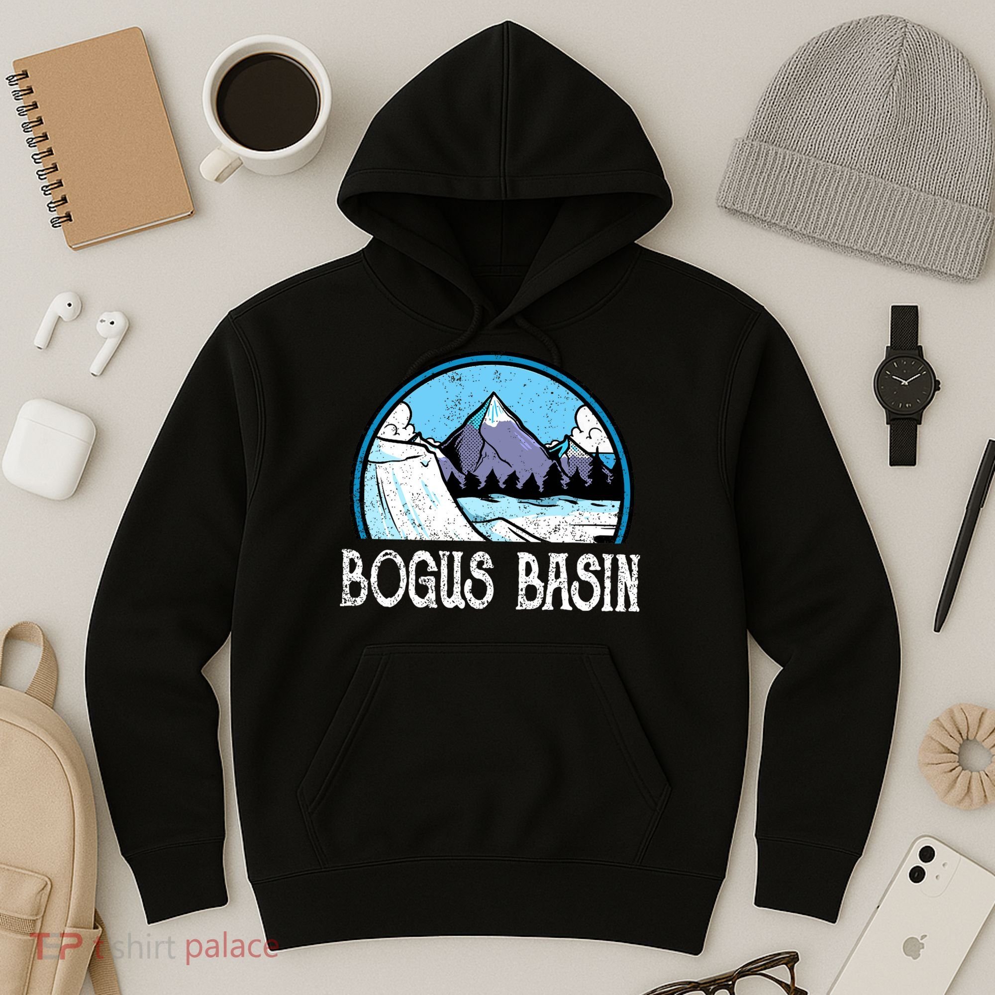 Skier Skiing Slopes Idaho Winter Mountains Bogus Basin Premium Hoodie