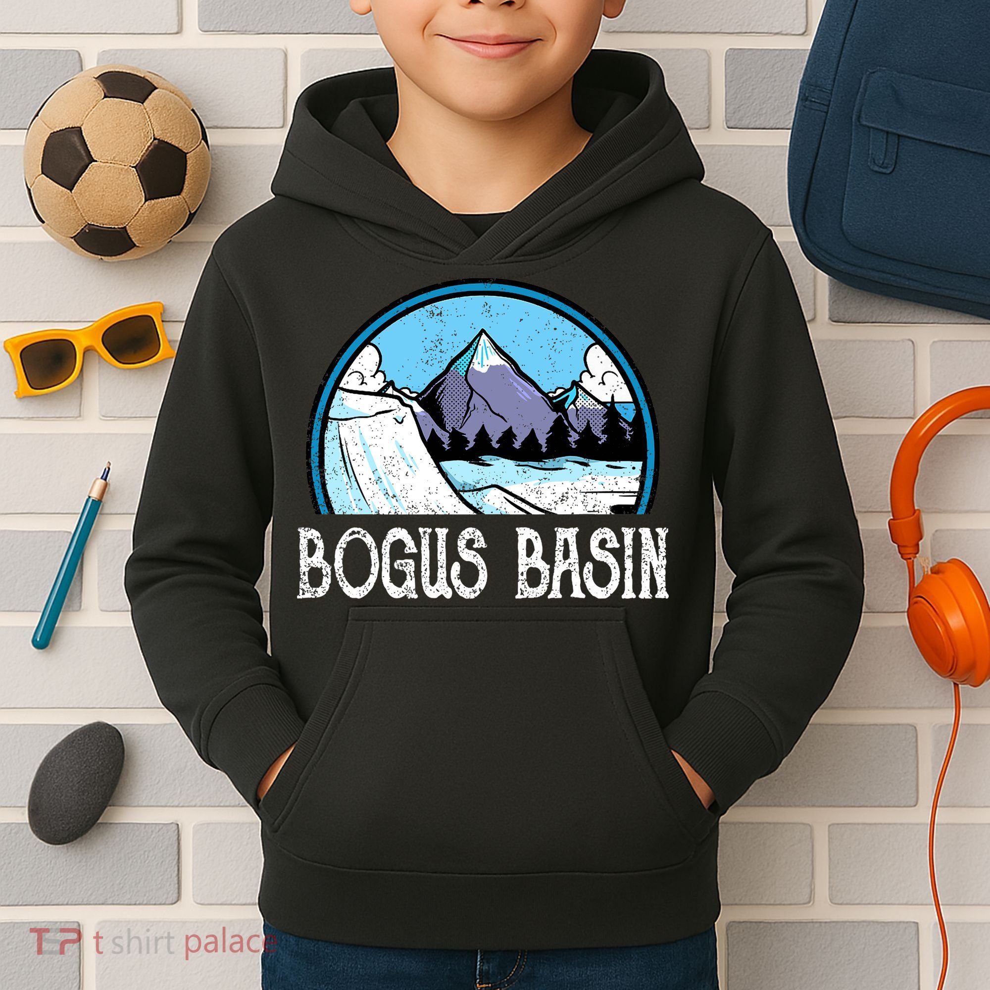 Skier Skiing Slopes Idaho Winter Mountains Bogus Basin Premium Kids Hoodie