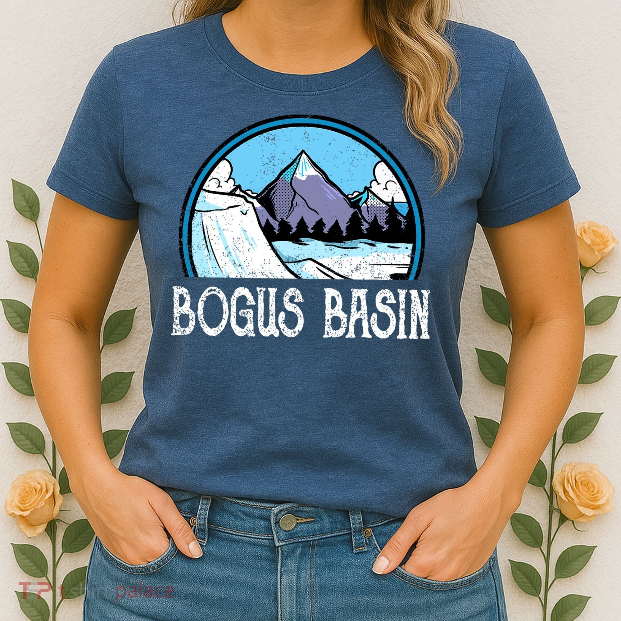 Skier Skiing Slopes Idaho Winter Mountains Bogus Basin Premium Women's T-Shirt