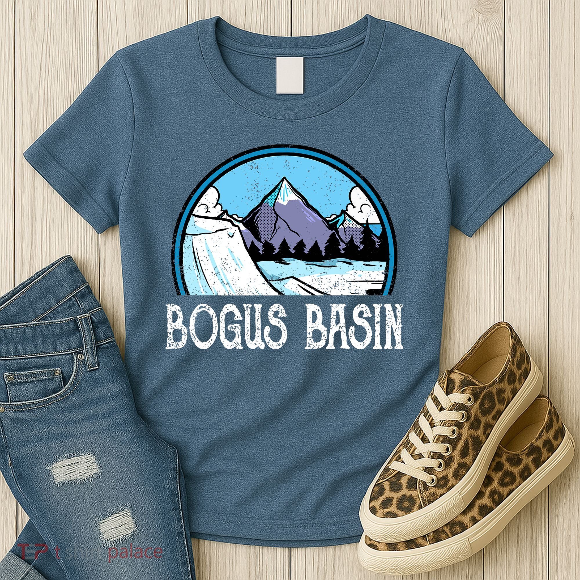Skier Skiing Slopes Idaho Winter Mountains Bogus Basin Premium Women's T-Shirt