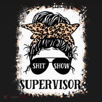 Shit Show Supervisor Women Casual Messy Bun Bleached Apron thumb 3