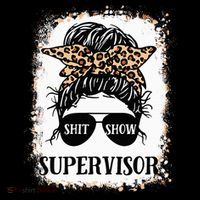 Shit Show Supervisor Women Casual Messy Bun Bleached Mousepad thumb 1