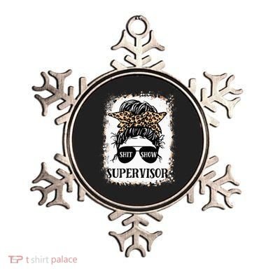 Shit Show Supervisor Women Casual Messy Bun Bleached Ornament