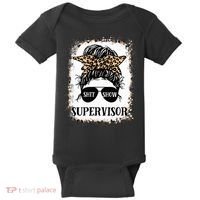 Shit Show Supervisor Women Casual Messy Bun Bleached Baby Bodysuit thumb 0