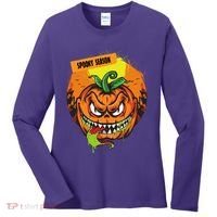 Spooky Season Scary Halloween Pumpkin Women's Long Sleeve Shirt thumb 0