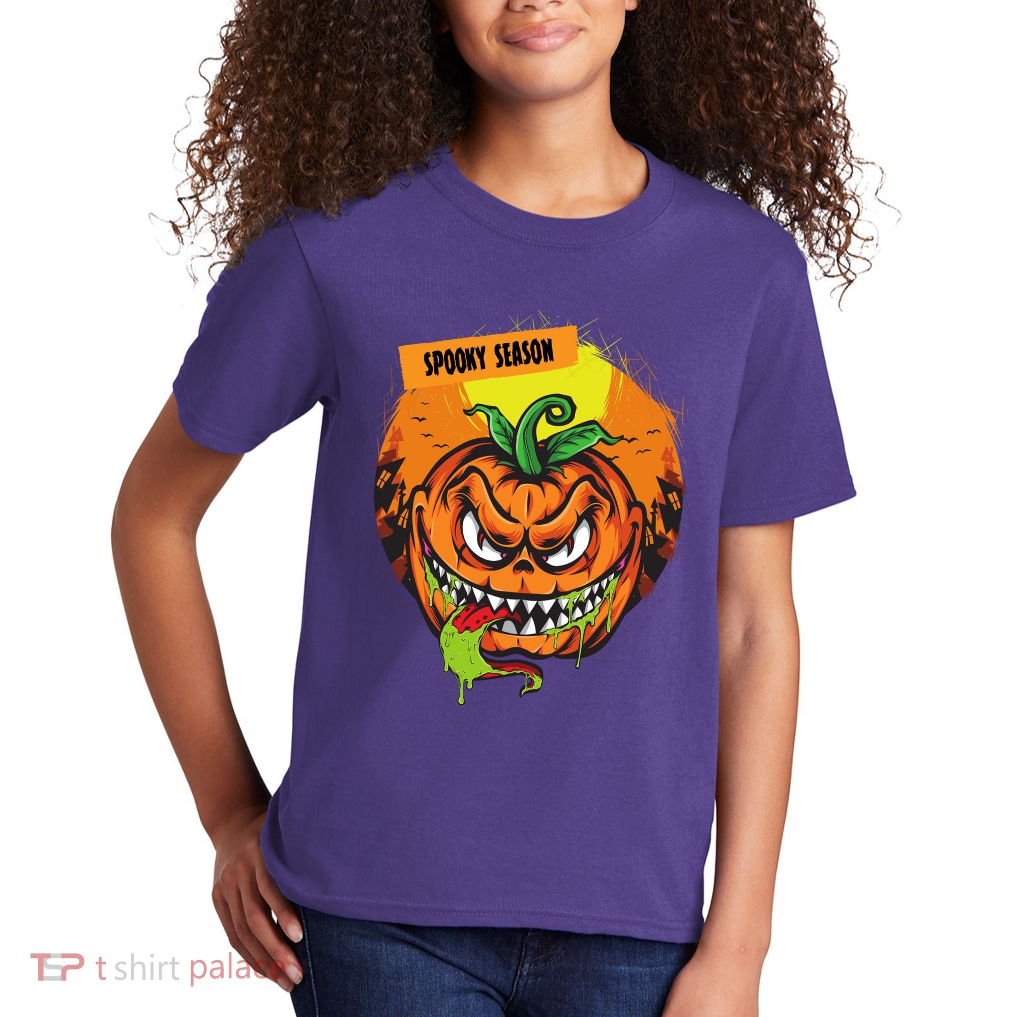 Spooky Season Scary Halloween Pumpkin Kids T-Shirt