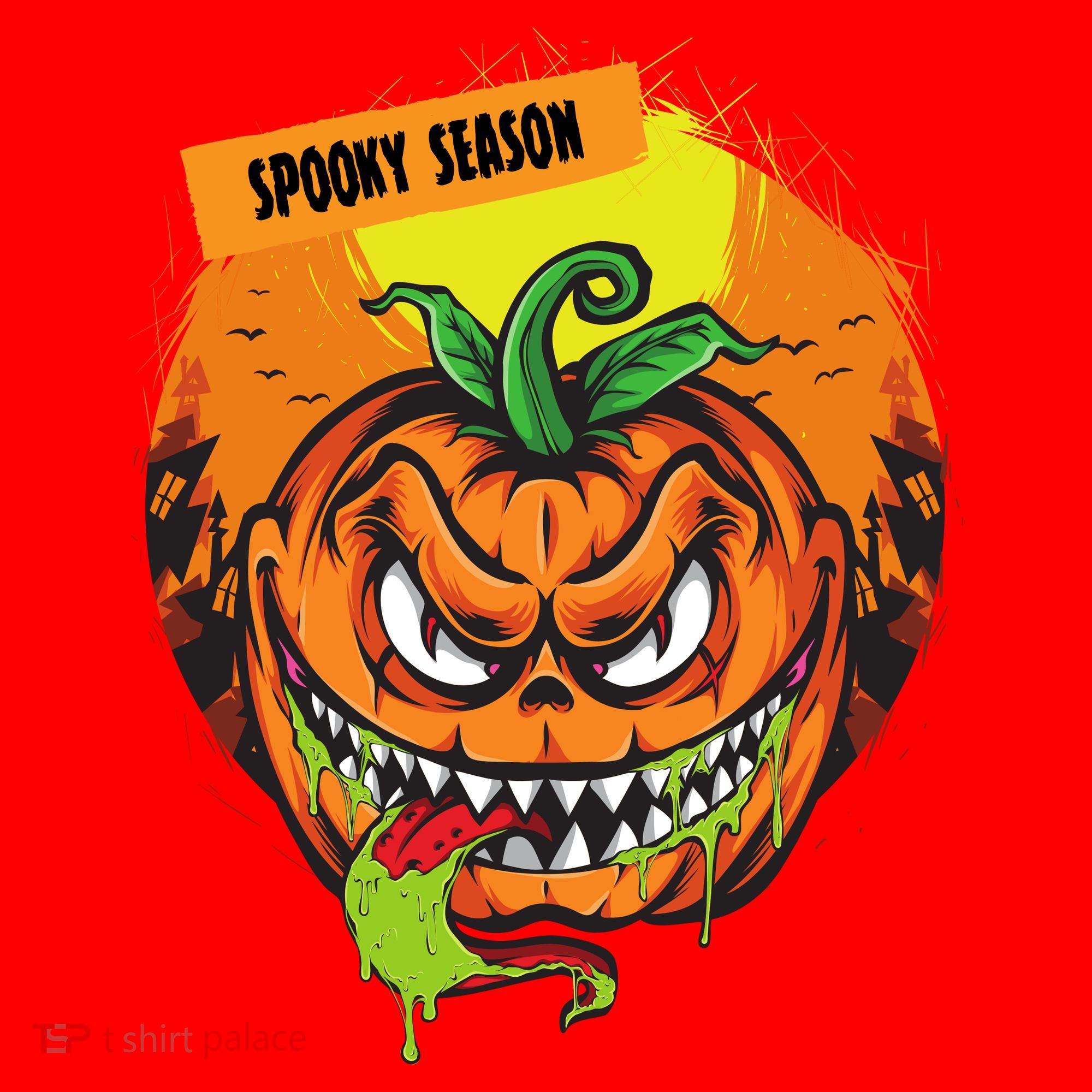 Spooky Season Scary Halloween Pumpkin Santa Hat