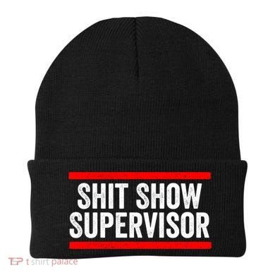 Shit Show Supervisor Sarcastic Funny Distressed Beanie