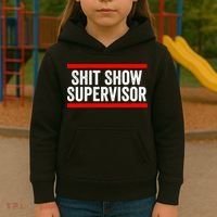 Shit Show Supervisor Sarcastic Funny Distressed Kids Hoodie thumb 3