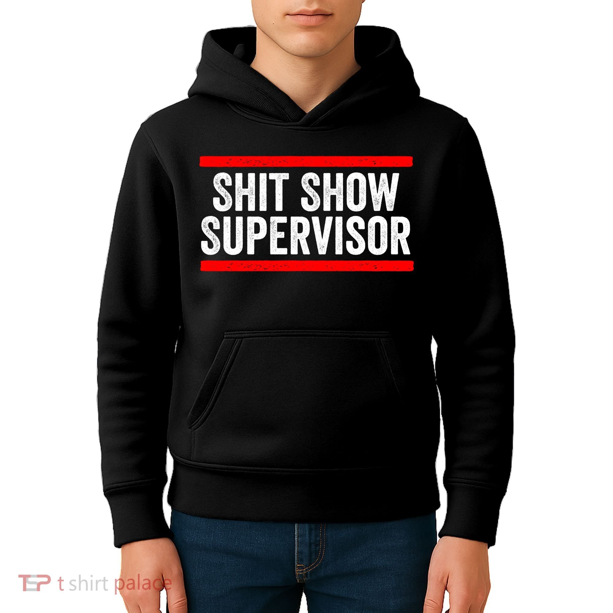Shit Show Supervisor Sarcastic Funny Distressed Kids Hoodie