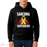 Sarcoma Superhero Survivor Warrior Chemo Fighter Kids Hoodie thumb 4