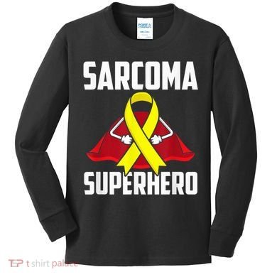 Sarcoma Superhero Survivor Warrior Chemo Fighter Kids Long Sleeve Shirt
