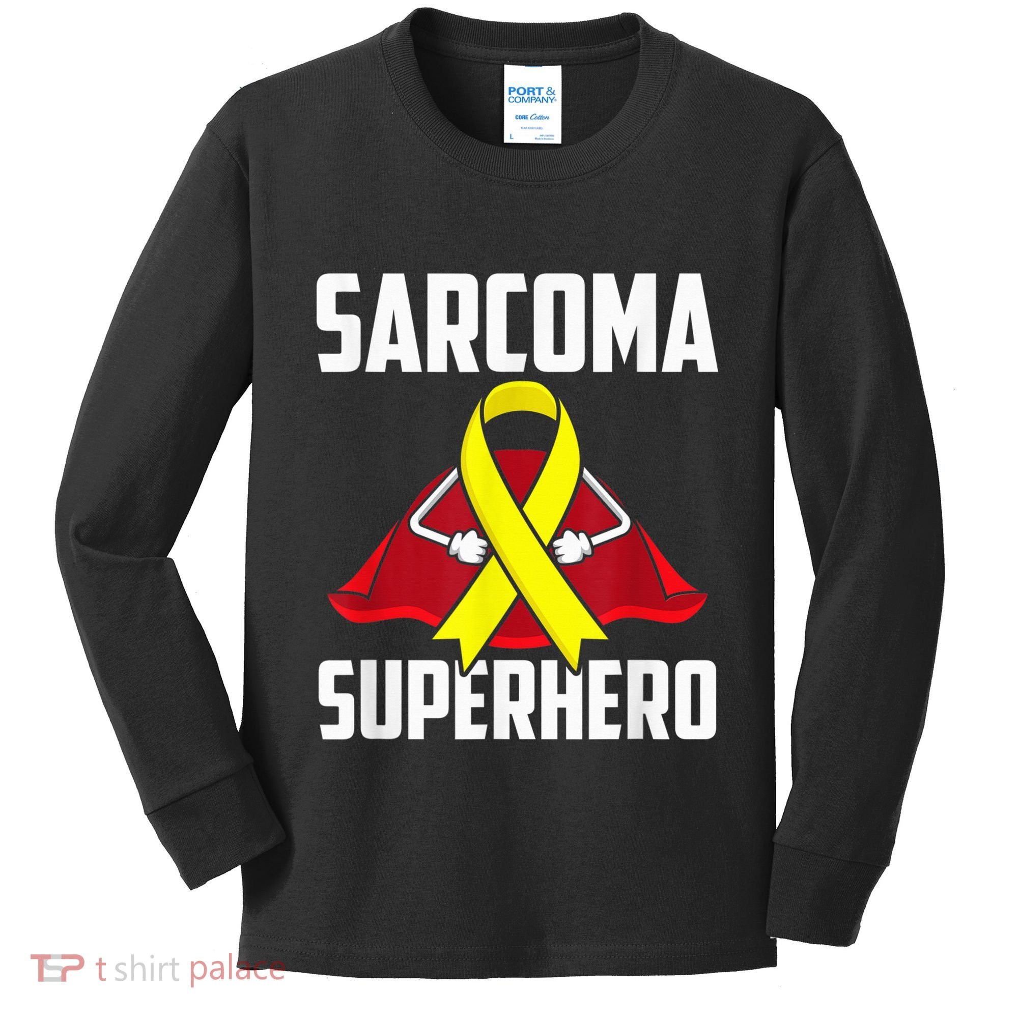Sarcoma Superhero Survivor Warrior Chemo Fighter Kids Long Sleeve Shirt